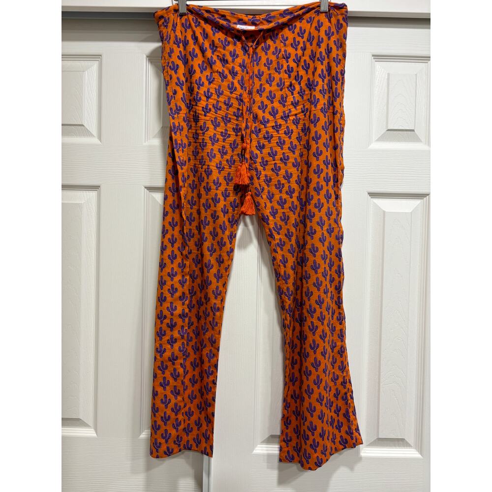 Pax Philomena Cotton Pants Cactus Print Gauzy Coastal Boho